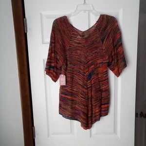 Faded Glory, Medium Tunic in shades of variegated oranges, reds and blues